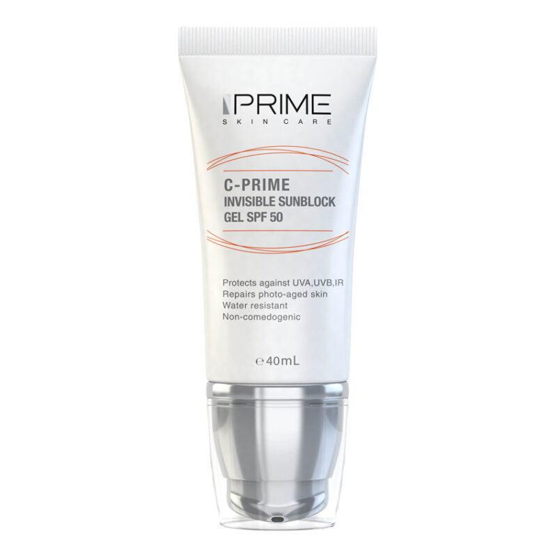 ژل ضدآفتاب بی‌رنگ پرایم SPF50 مدل C-Prime مناسب برای انواع پوست، حجم 40 میلی‌لیتر