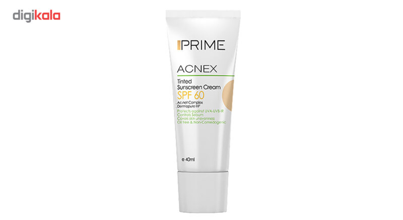 کرم ضدآفتاب رنگی پرایم مدل Acnex SPF60، مناسب پوست‌های چرب، حجم 40 میلی‌لیتر