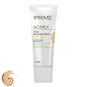 کرم ضدآفتاب رنگی پرایم مدل Acnex SPF60، مناسب پوست‌های چرب، حجم 40 میلی‌لیتر